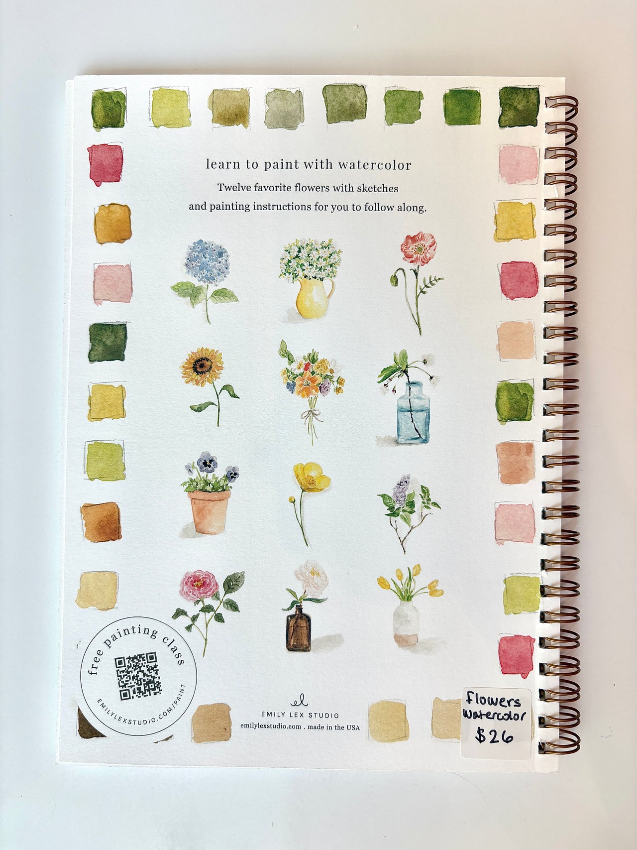 Flowers watercolor workbook Emily Lex Studio