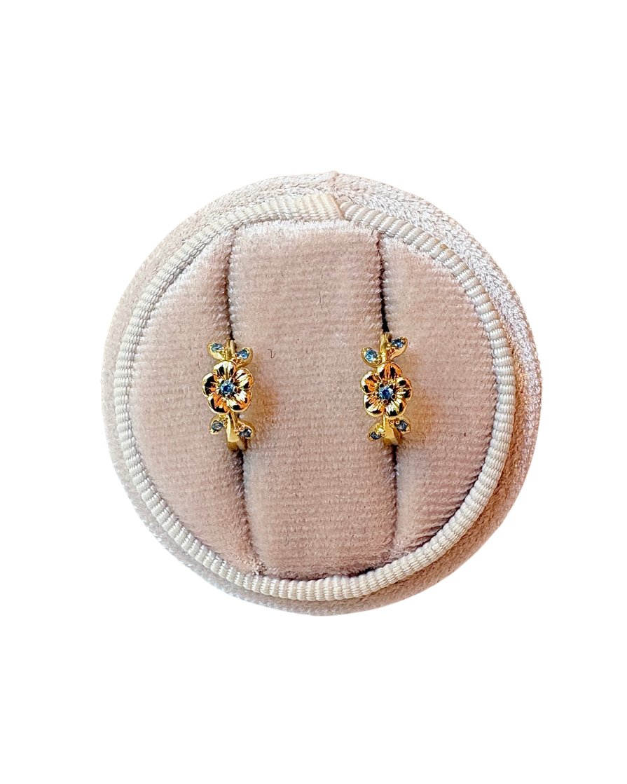 Aqua Fleur Huggies - Katie Waltman Jewelry
