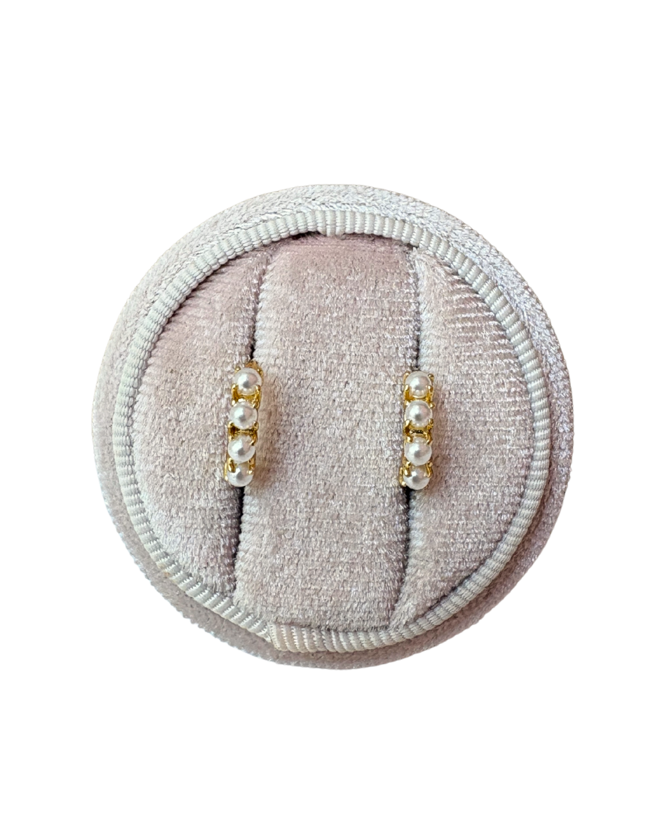 Mini Pearl Hoops Gold - Katie Waltman Jewelry