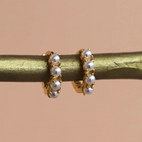 Thumbnail for Mini Pearl Hoops Gold - Katie Waltman Jewelry