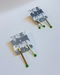 Thumbnail for Matchstick Earrings: Asymmetrical X & Dangle in Green - Jessie Avant Smith
