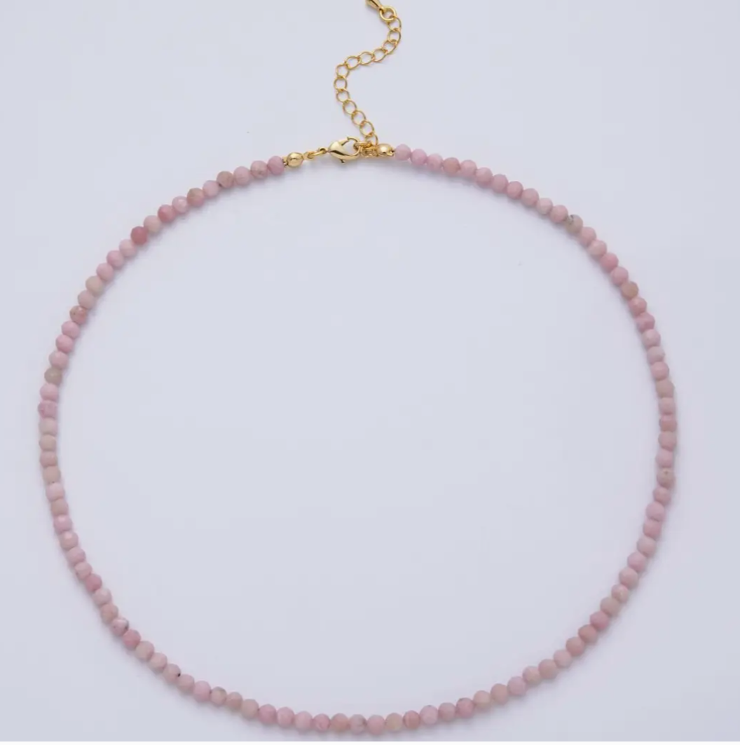 16k gold filled pink opal gemstone necklace