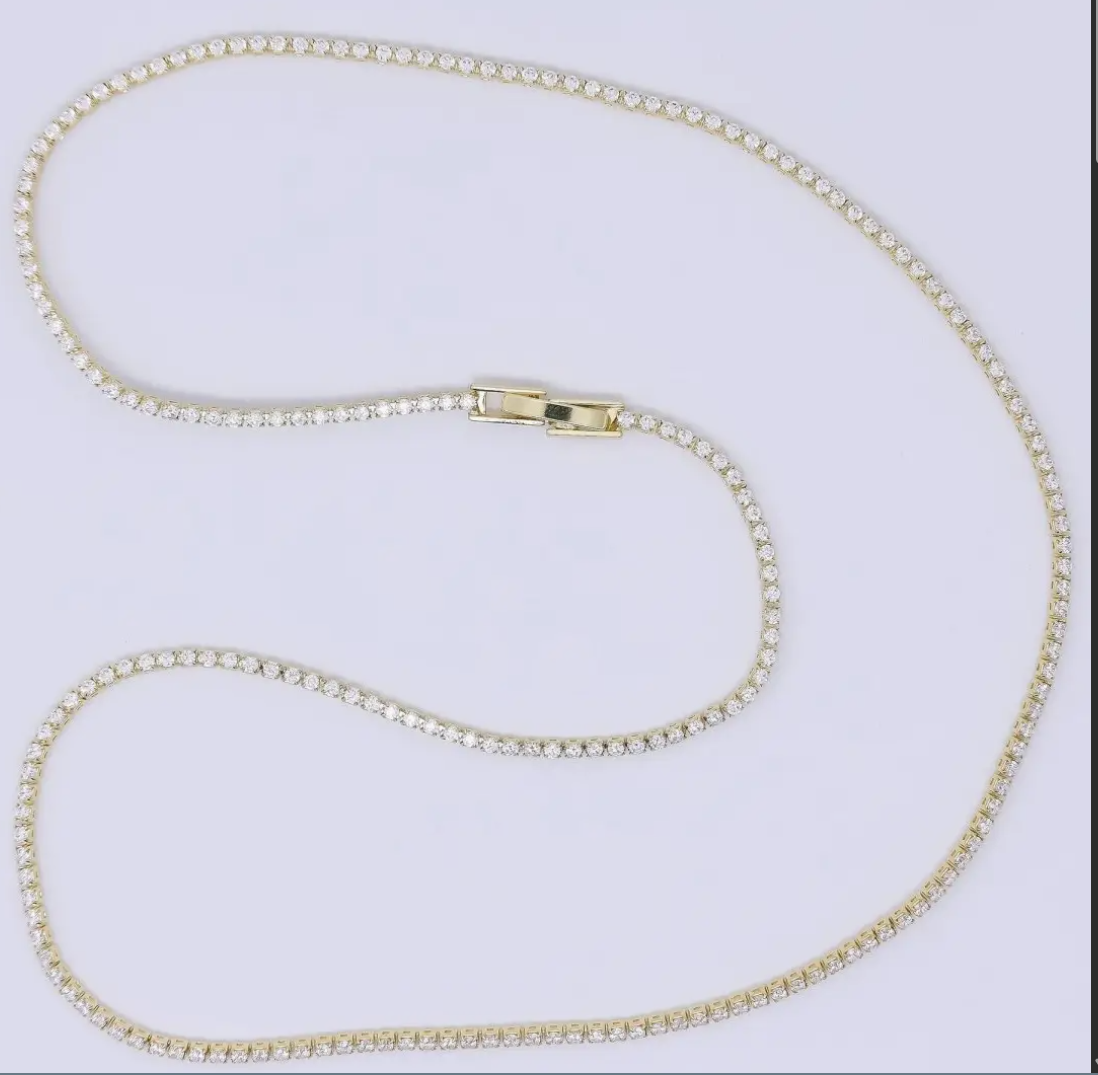 24k gold filled classic tennis chain