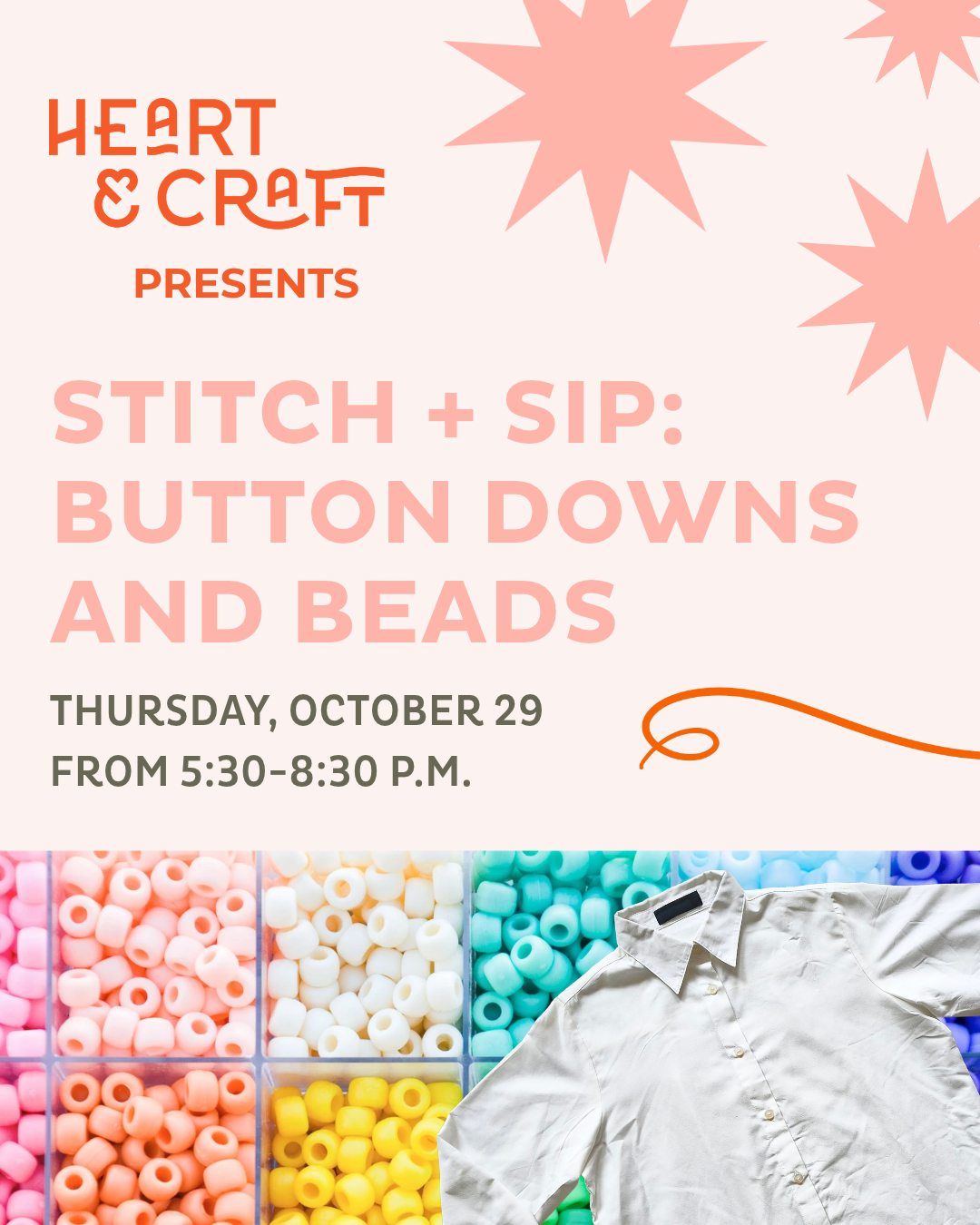 Stitch + Sip: Button Downs and Beads
