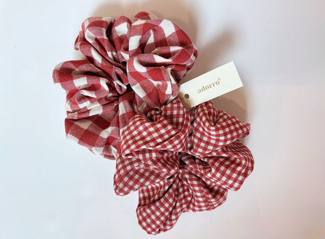 Large Gingham Scrunchies
