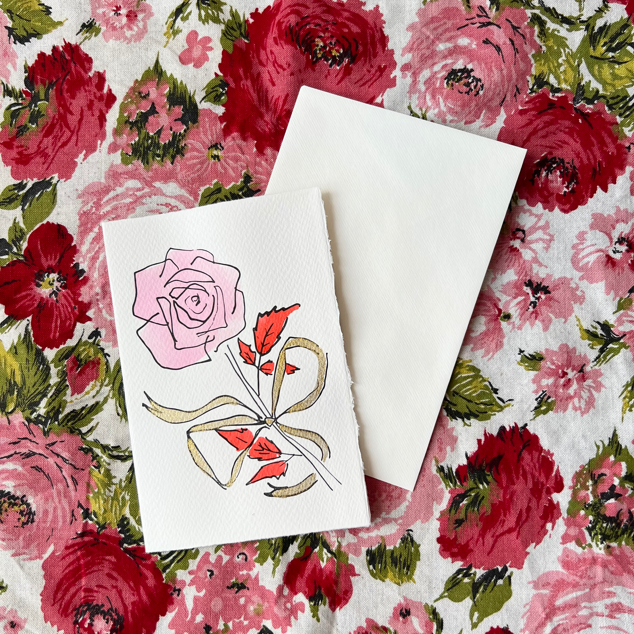 Scribble & Daub Rose Greeting Card